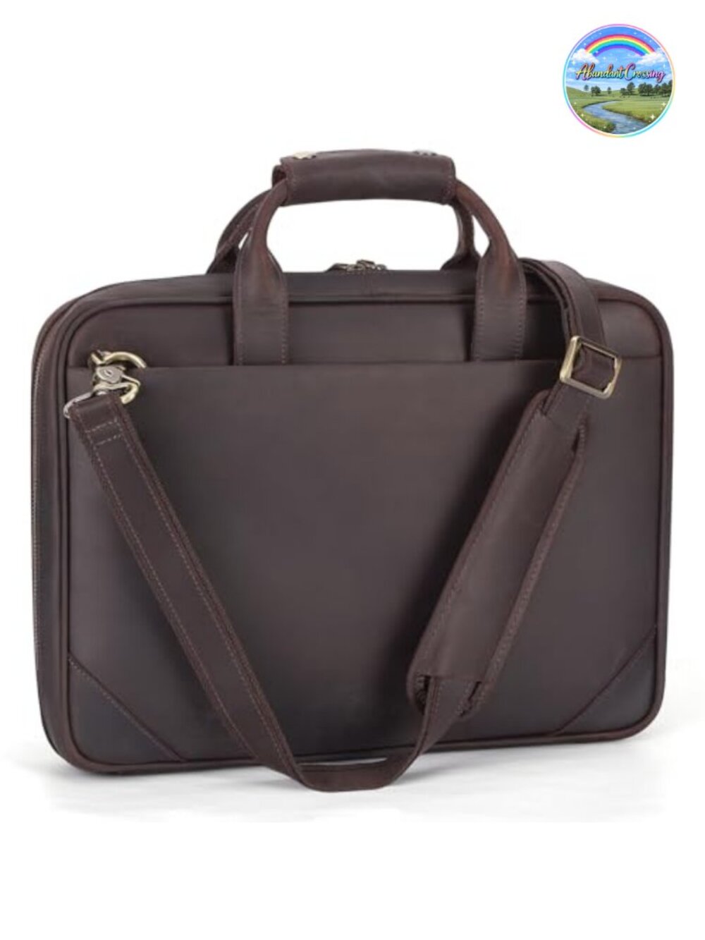 Slim Full Grain Leather Laptop Briefcase TSA Friendly Messenger Bag